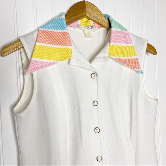 Vintage Dresses & Skirts - 1960’s Country Fair Rainbow Point Collar Dress 16